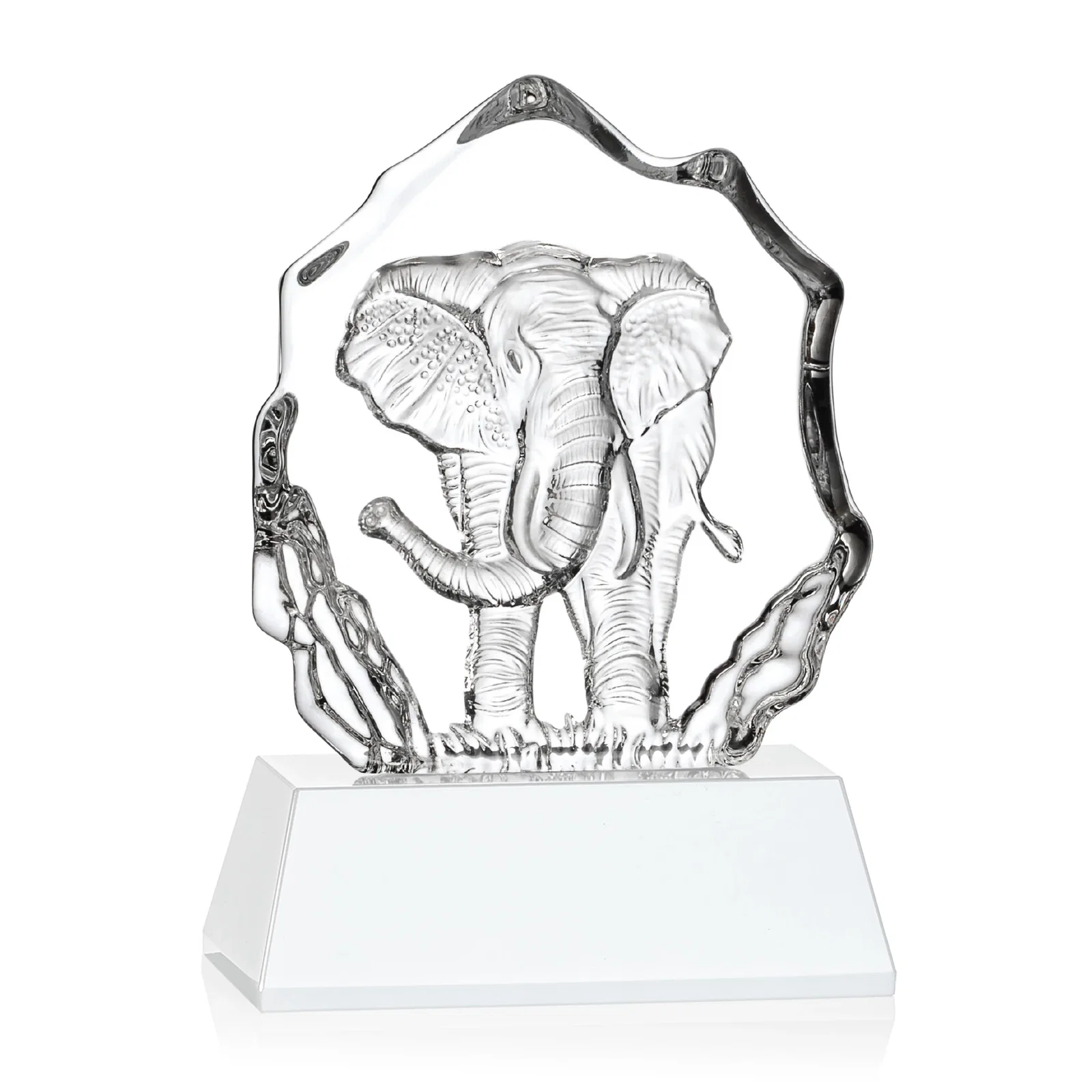 Personalized Optical Crystal Iceberg Award With a Molded Elephant, awards for dealer and partner awards