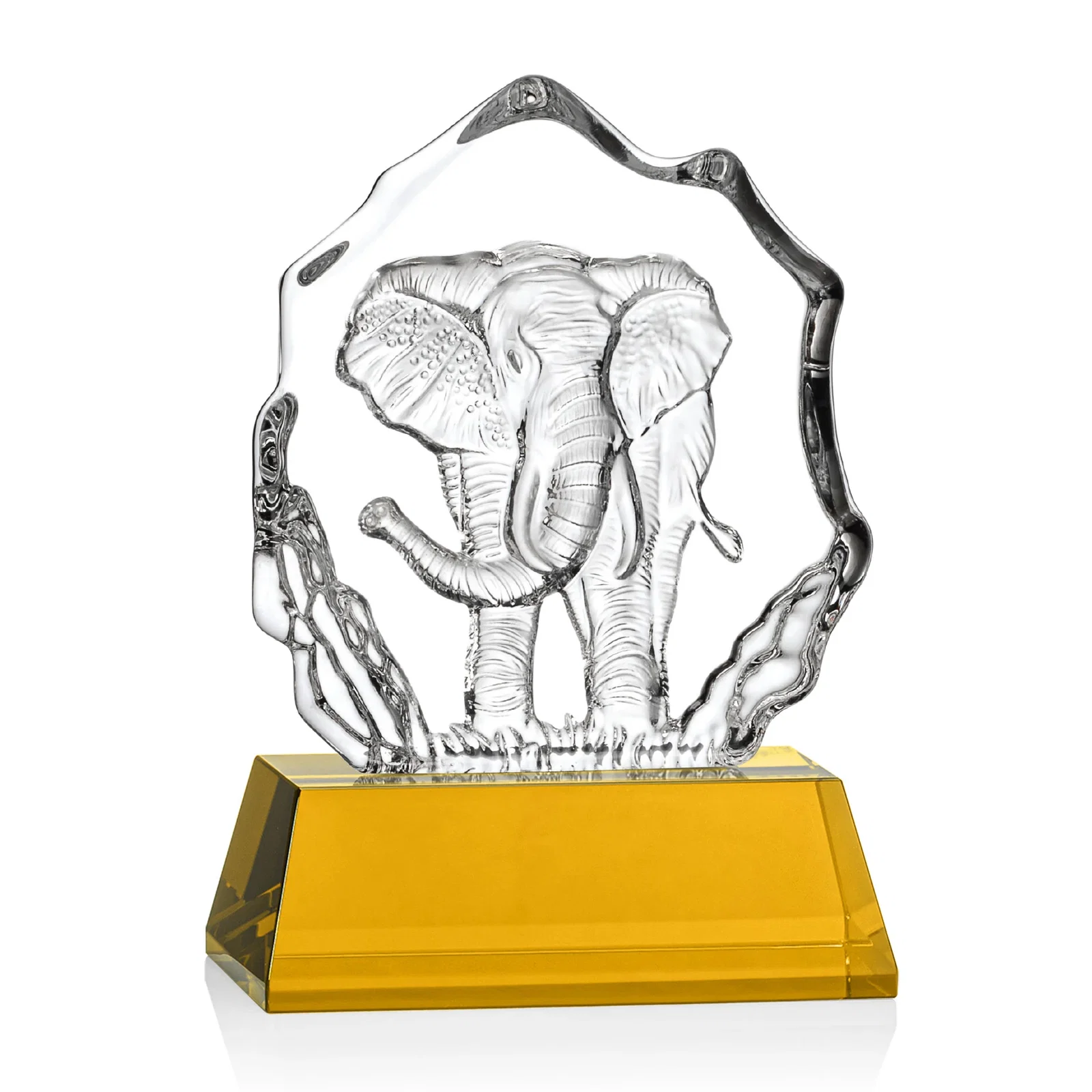 Personalized Optical Crystal Iceberg Award With a Molded Elephant, awards for company anniversary events
