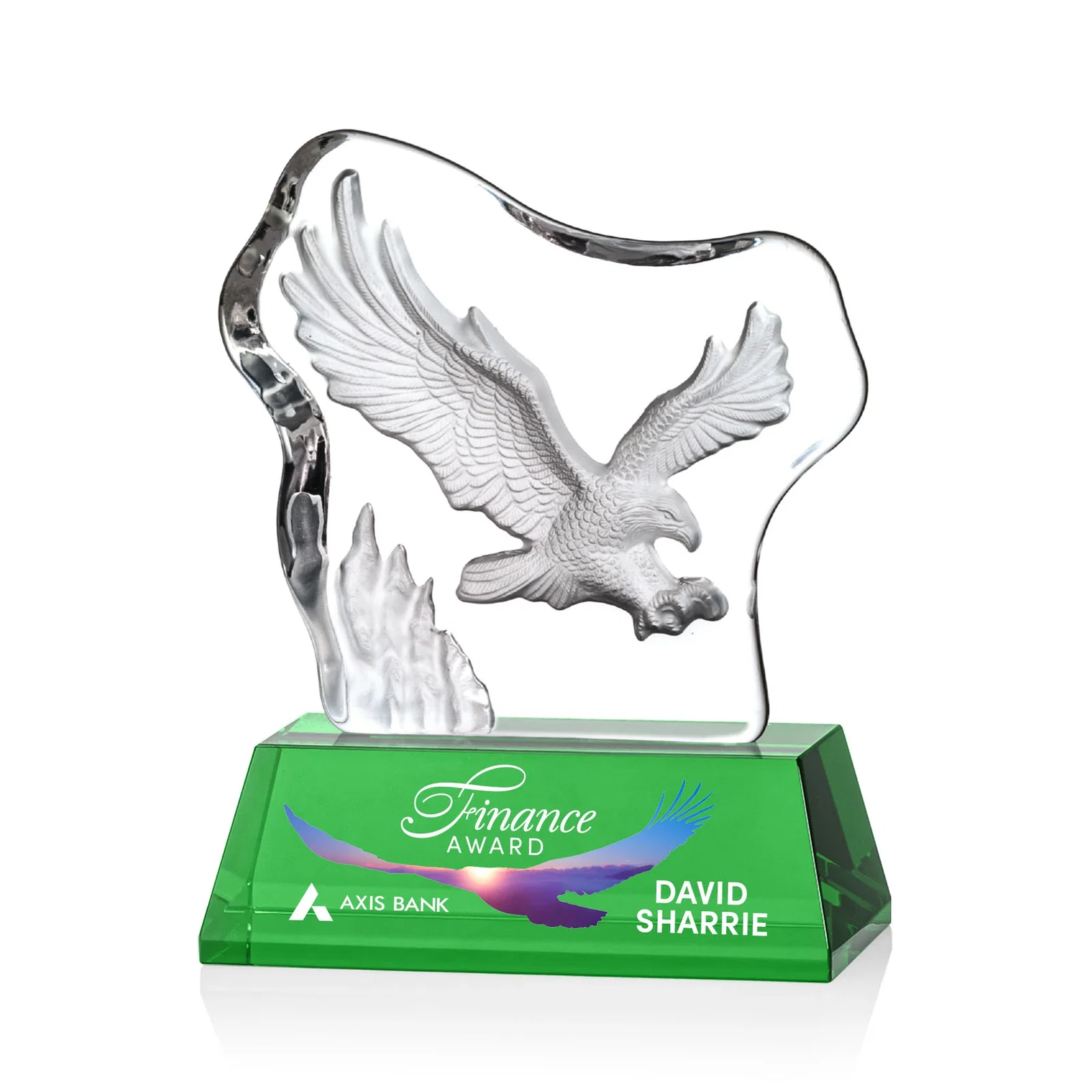 Personalized Optical Crystal Iceberg Award With a Molded Soaring Eagle for corporate award ceremonies