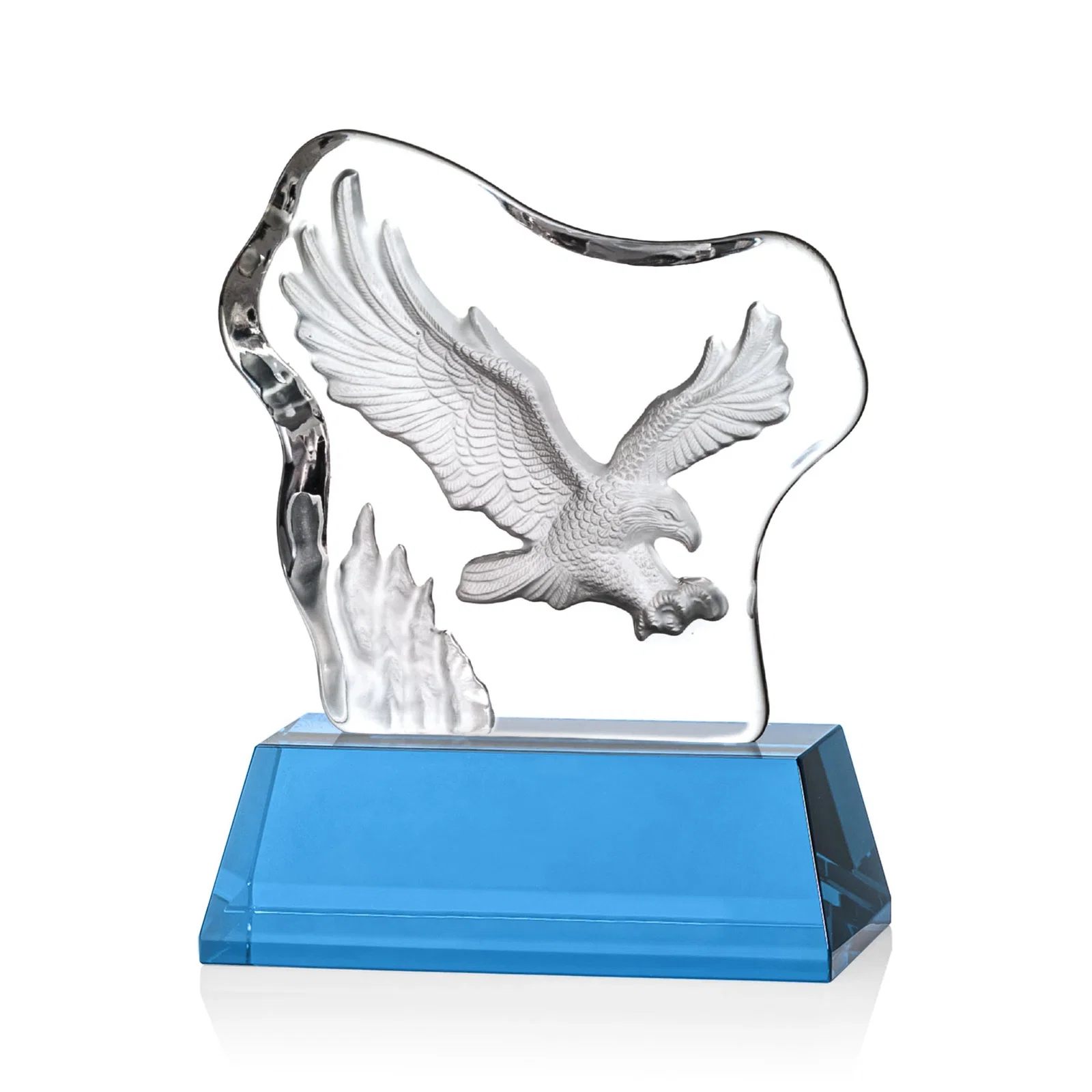 Personalized Optical Crystal Iceberg Award With a Molded Soaring Eagle for dealer and partner awards