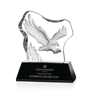 Optical Crystal Iceberg Award With a Molded Soaring Eagle