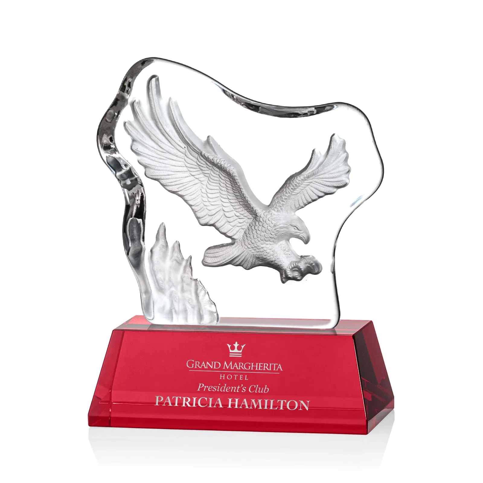 Custom Optical Crystal Iceberg Award With a Molded Soaring Eagle for safety achievement programs