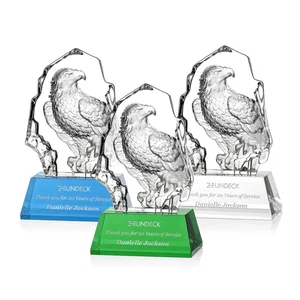 Optical Crystal Iceberg Award With a Molded Bald Eagle Figure