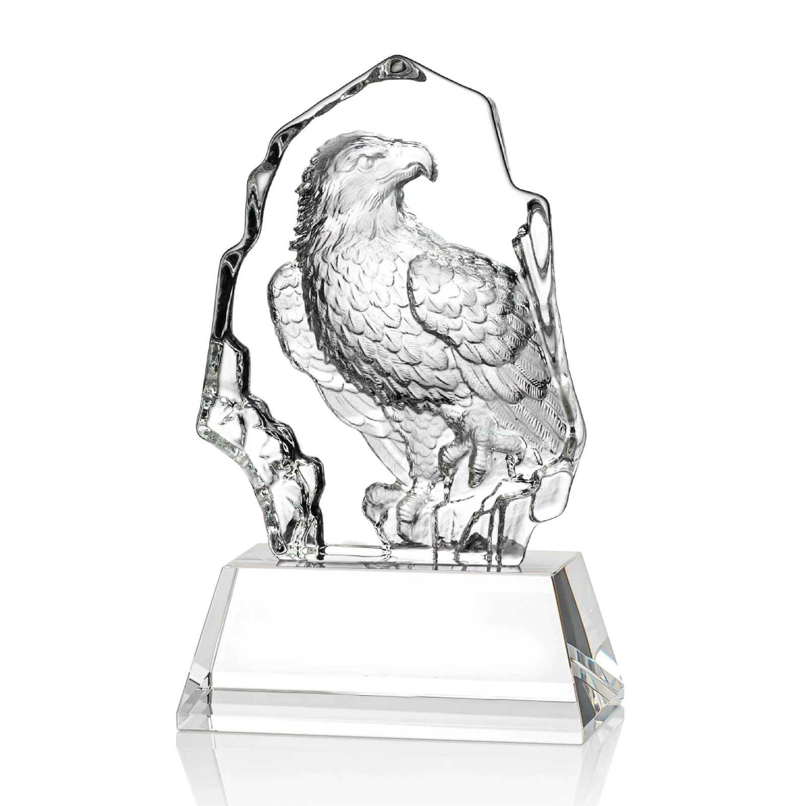 Personalized Optical Crystal Iceberg Award With a Molded Bald Eagle Figure for donor appreciation