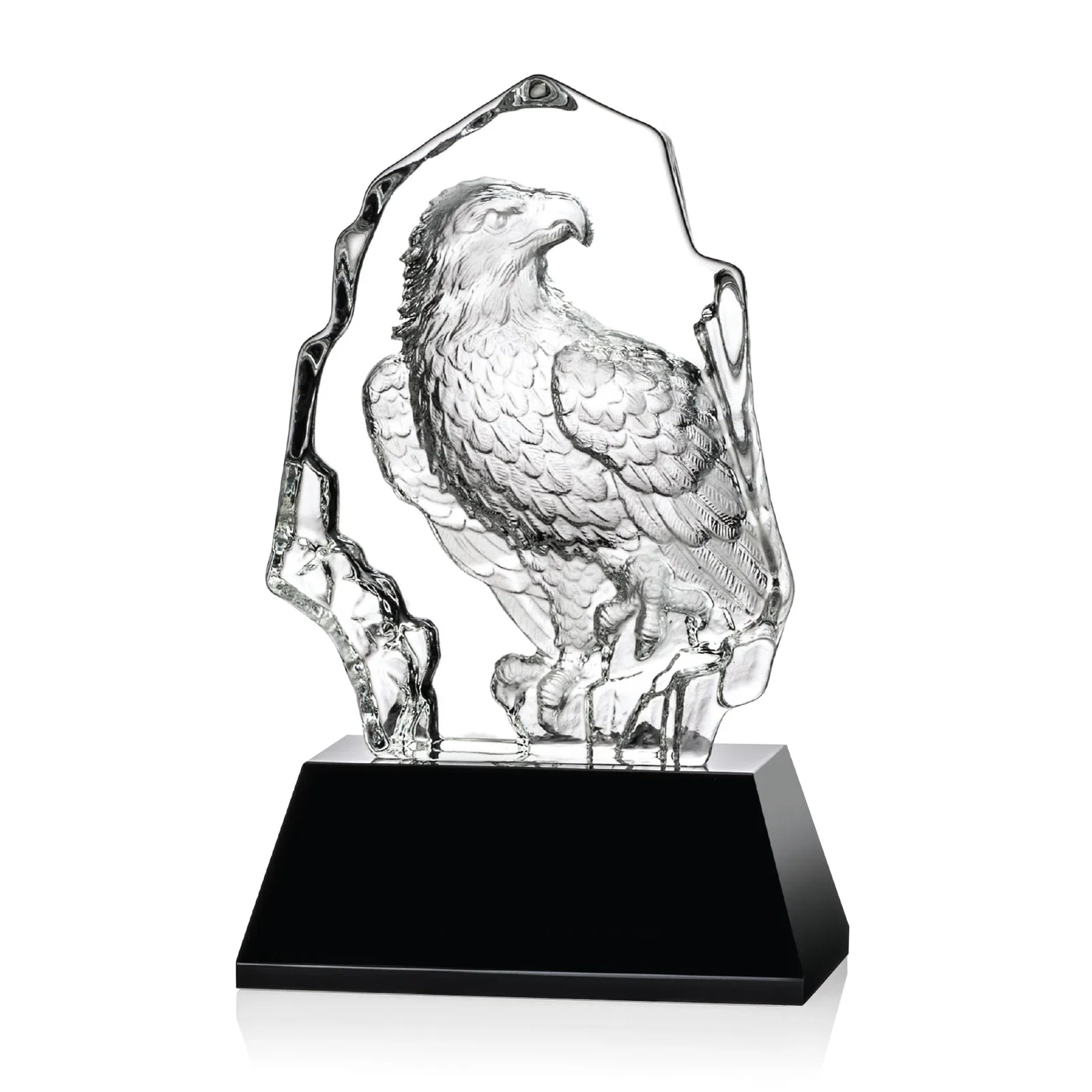 Personalized Optical Crystal Iceberg Award With a Molded Bald Eagle Figure for graduation ceremonies