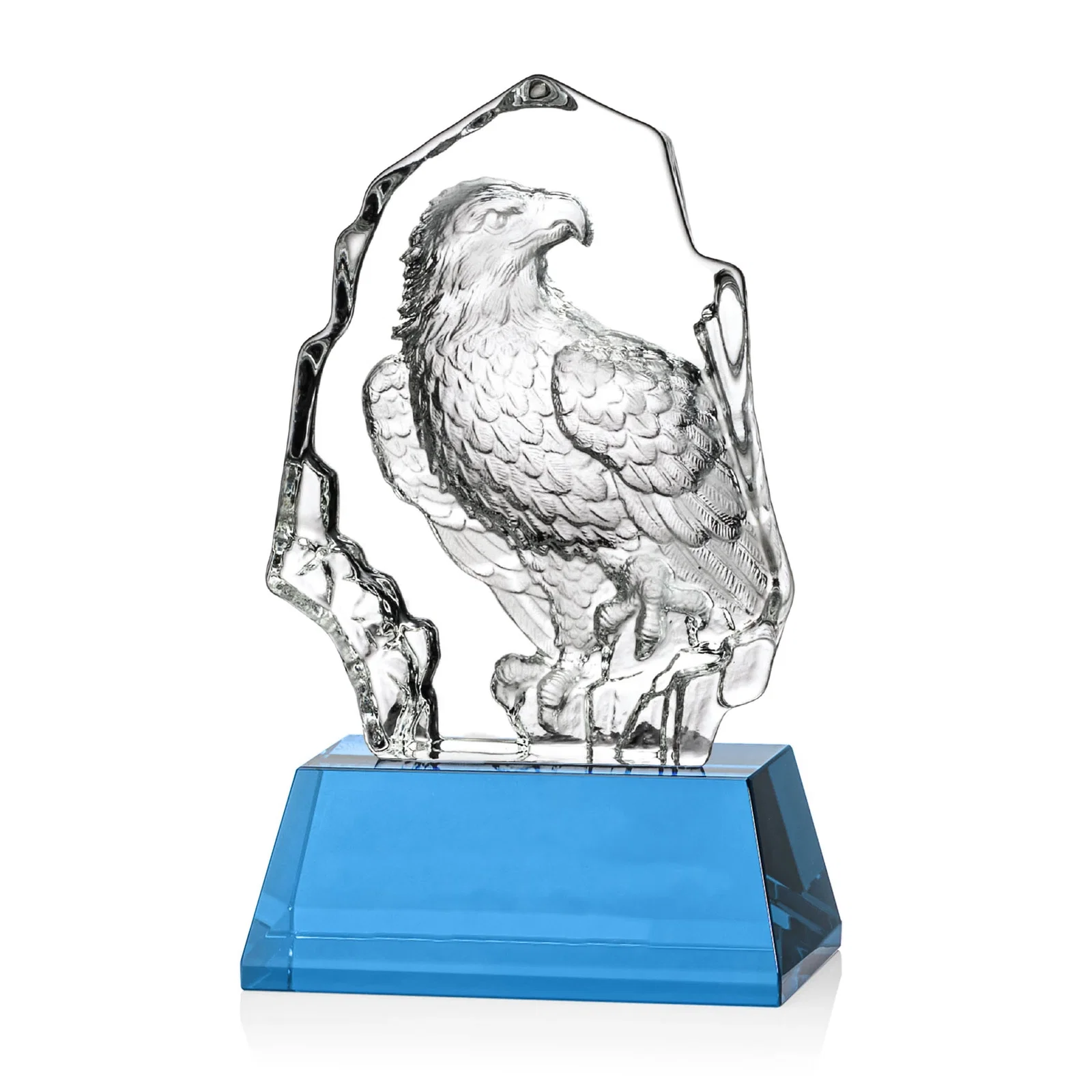 Personalized Optical Crystal Iceberg Award With a Molded Bald Eagle Figure for dealer and partner awards