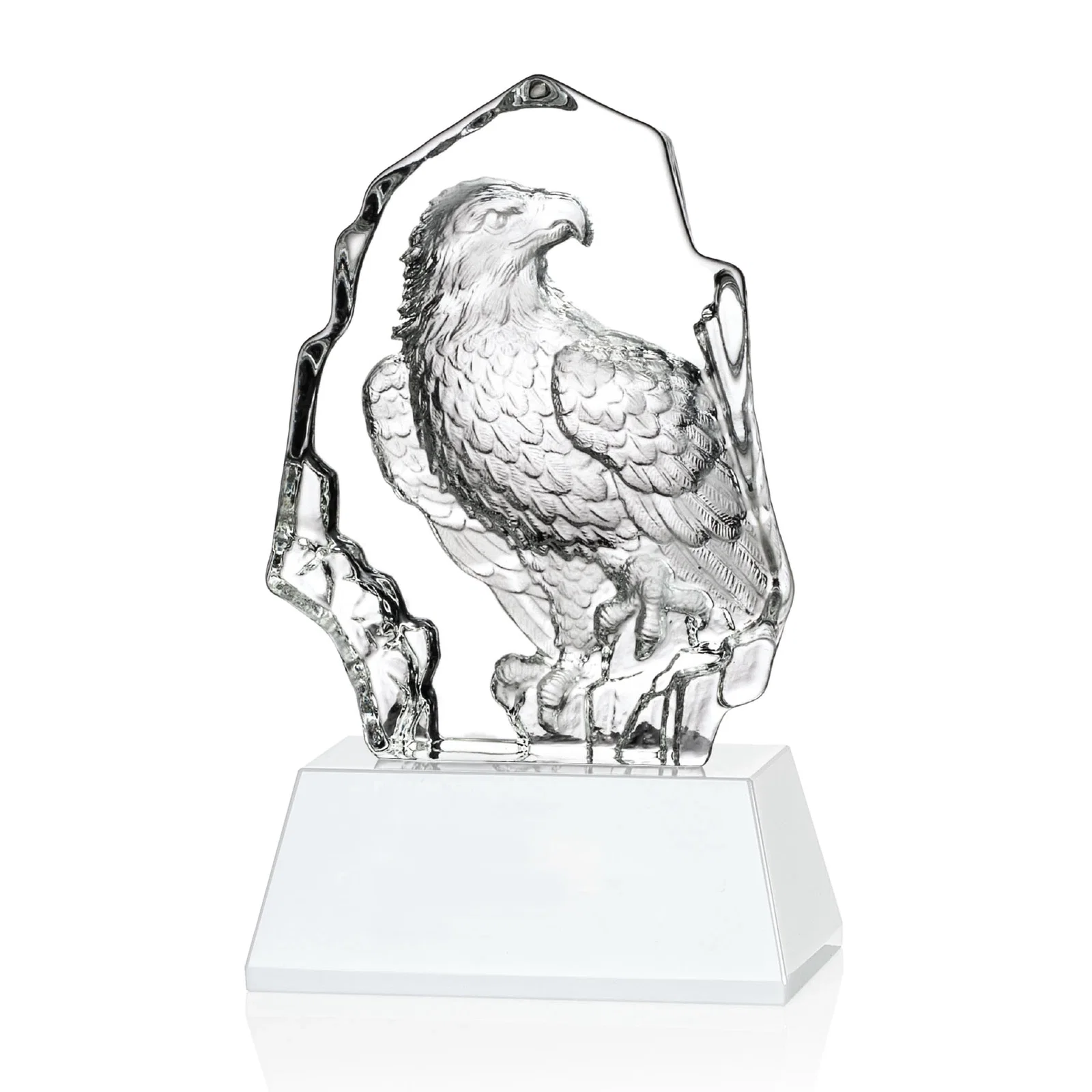 Personalized Optical Crystal Iceberg Award With a Molded Bald Eagle Figure for company anniversary events
