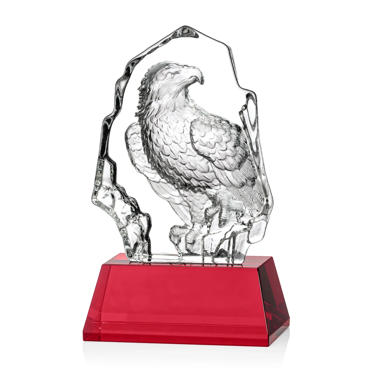 Promotional Optical Crystal Iceberg Award With a Molded Bald Eagle Figure for corporate award ceremonies