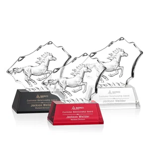 Optical Crystal Iceberg Award With a Molded Stallion