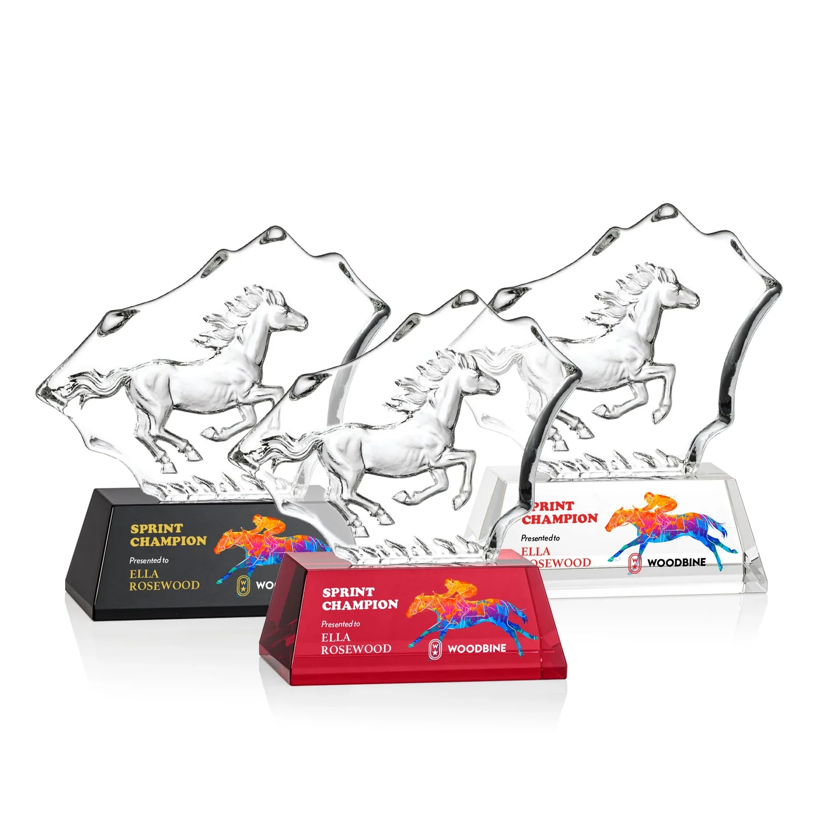 Custom Optical Crystal Iceberg Award With a Molded Stallion, awards for volunteer appreciation