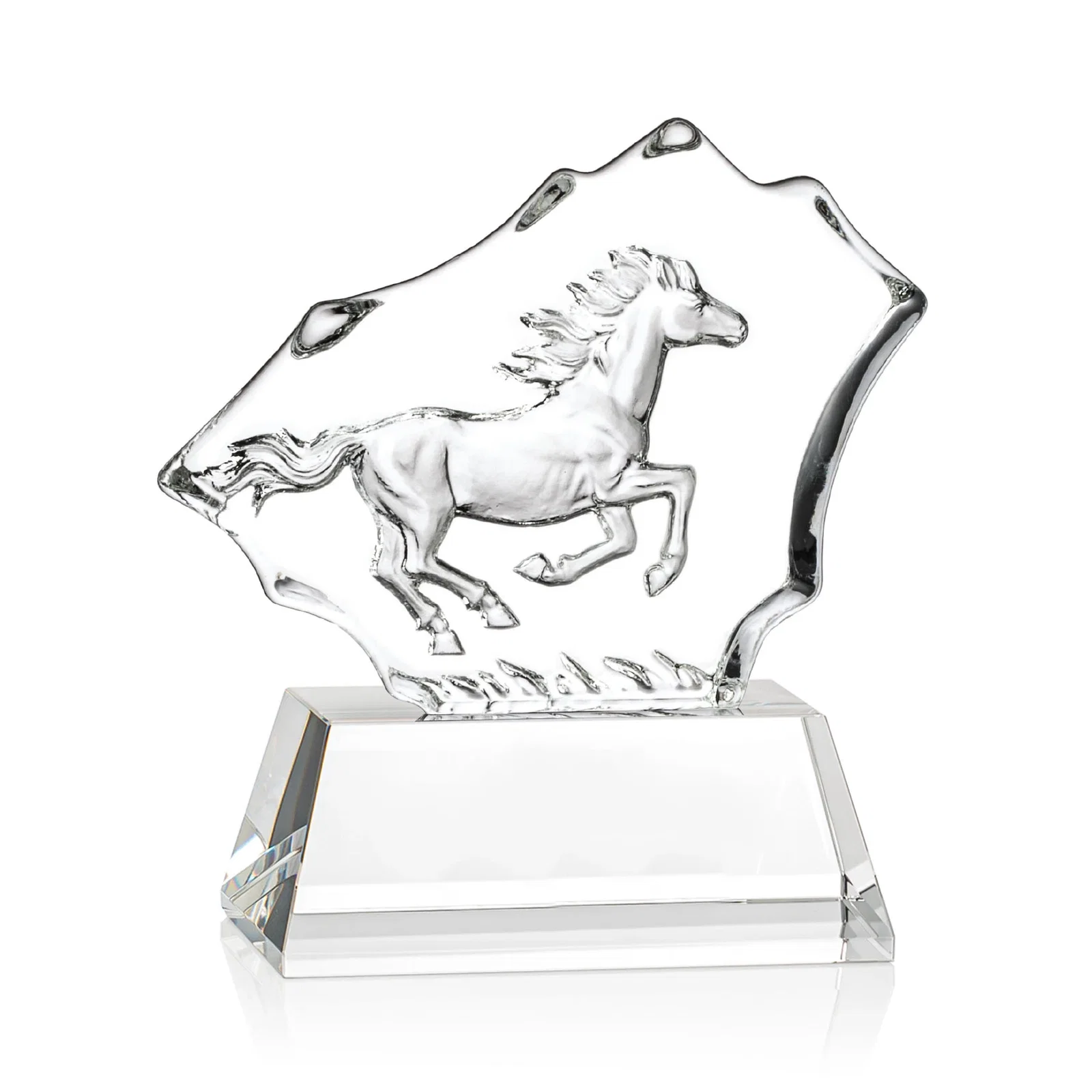 Personalized Optical Crystal Iceberg Award With a Molded Stallion, awards for donor appreciation