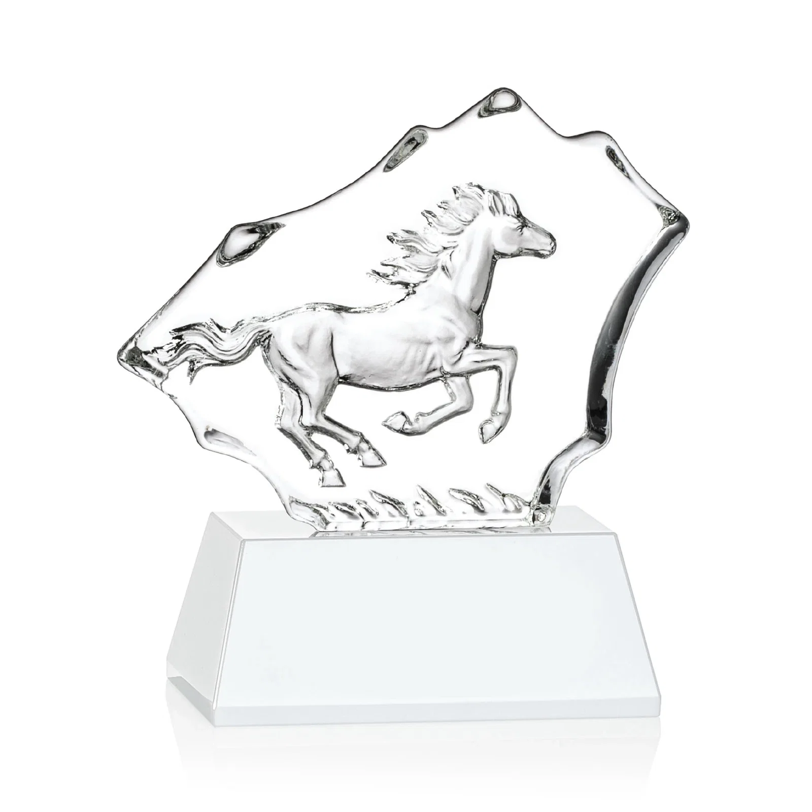 Personalized Optical Crystal Iceberg Award With a Molded Stallion, awards for company anniversary events