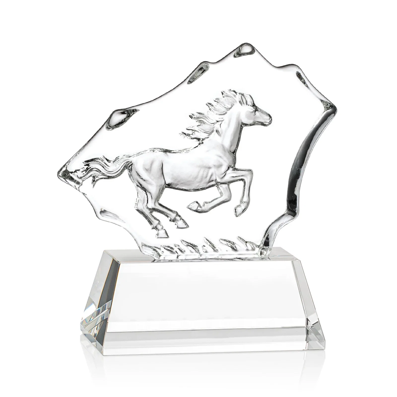 Promotional Optical Crystal Iceberg Award With a Molded Stallion, awards for service anniversary gifts
