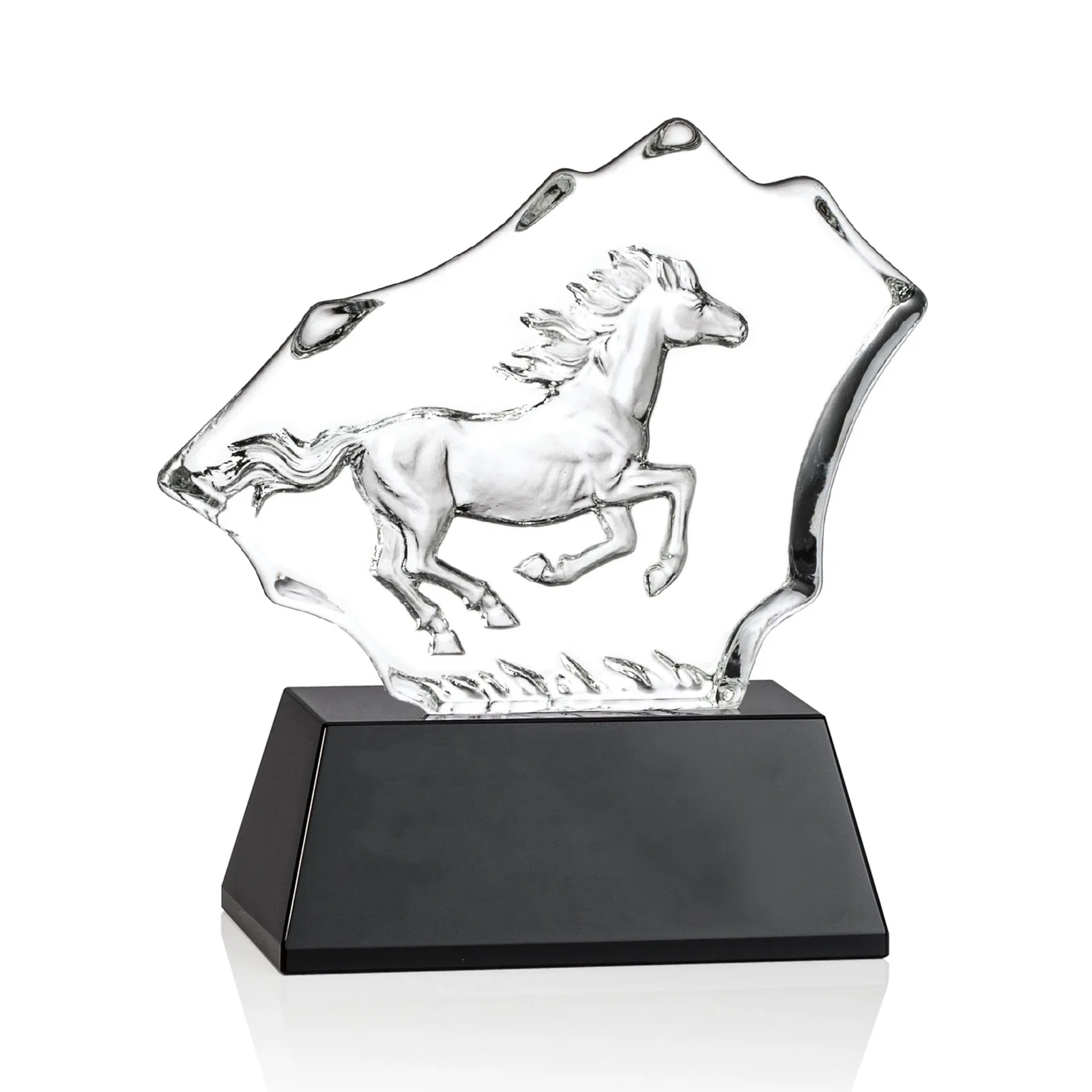 Promotional Optical Crystal Iceberg Award With a Molded Stallion, awards for sales achievement awards