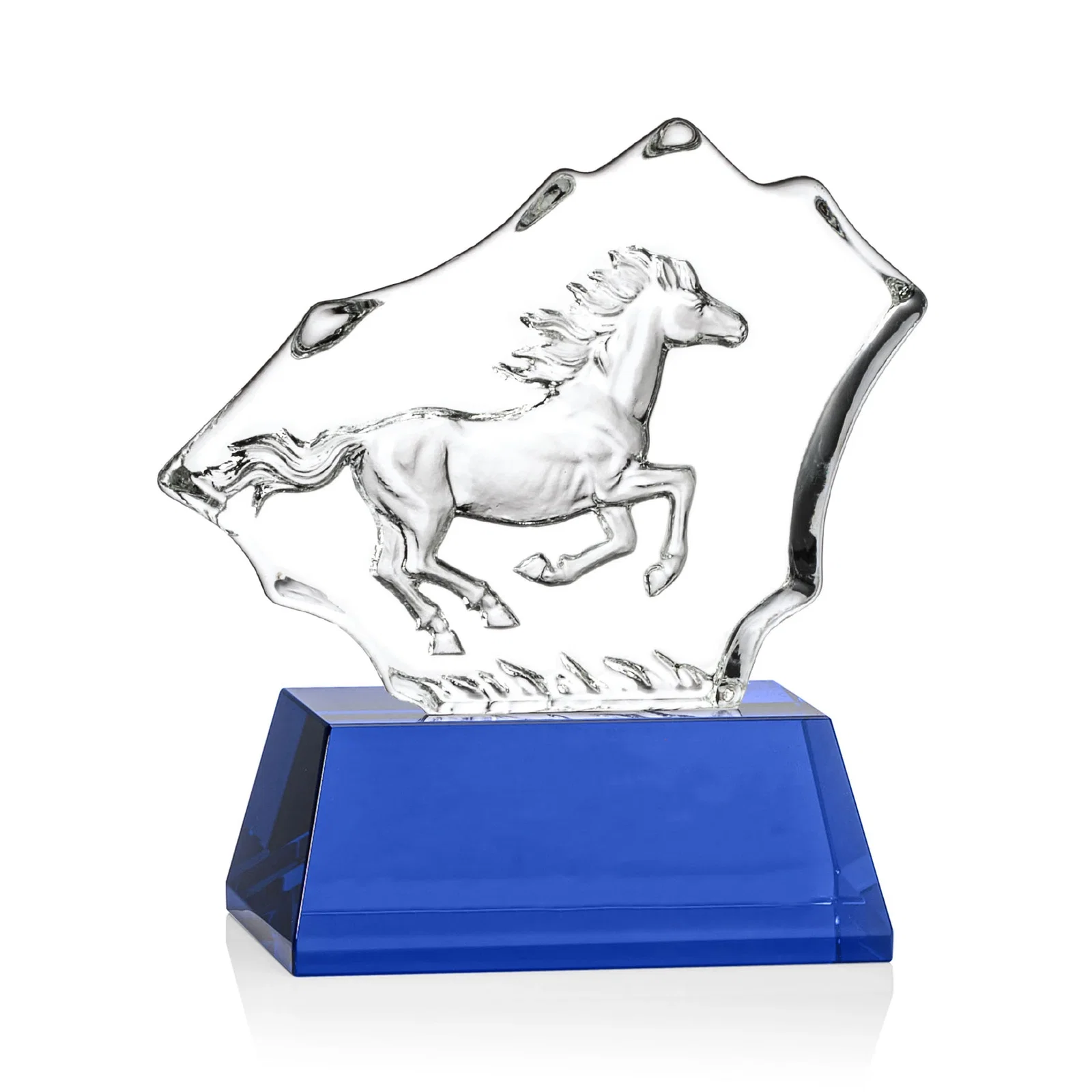 Promotional Optical Crystal Iceberg Award With a Molded Stallion, awards for retirement presentations