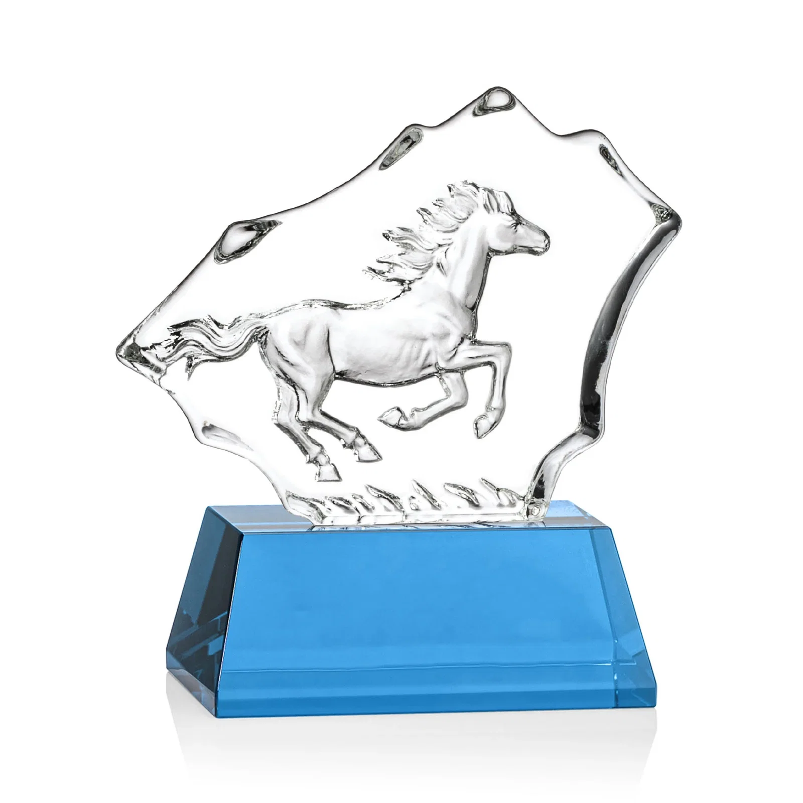 Promotional Optical Crystal Iceberg Award With a Molded Stallion, awards for donor appreciation