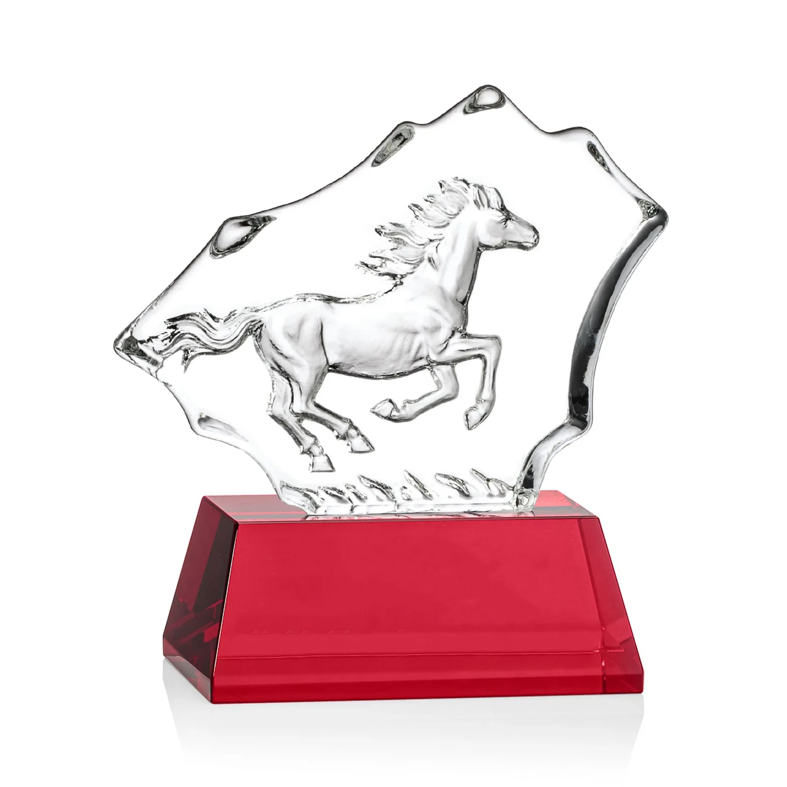 Promotional Optical Crystal Iceberg Award With a Molded Stallion, awards for safety achievement programs