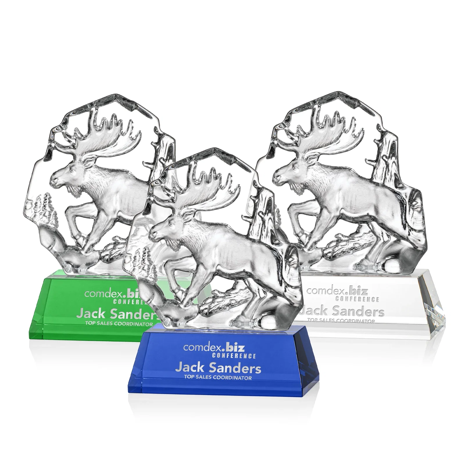 Custom Optical Crystal Iceberg Award With a Molded Moose, awards for employee recognition
