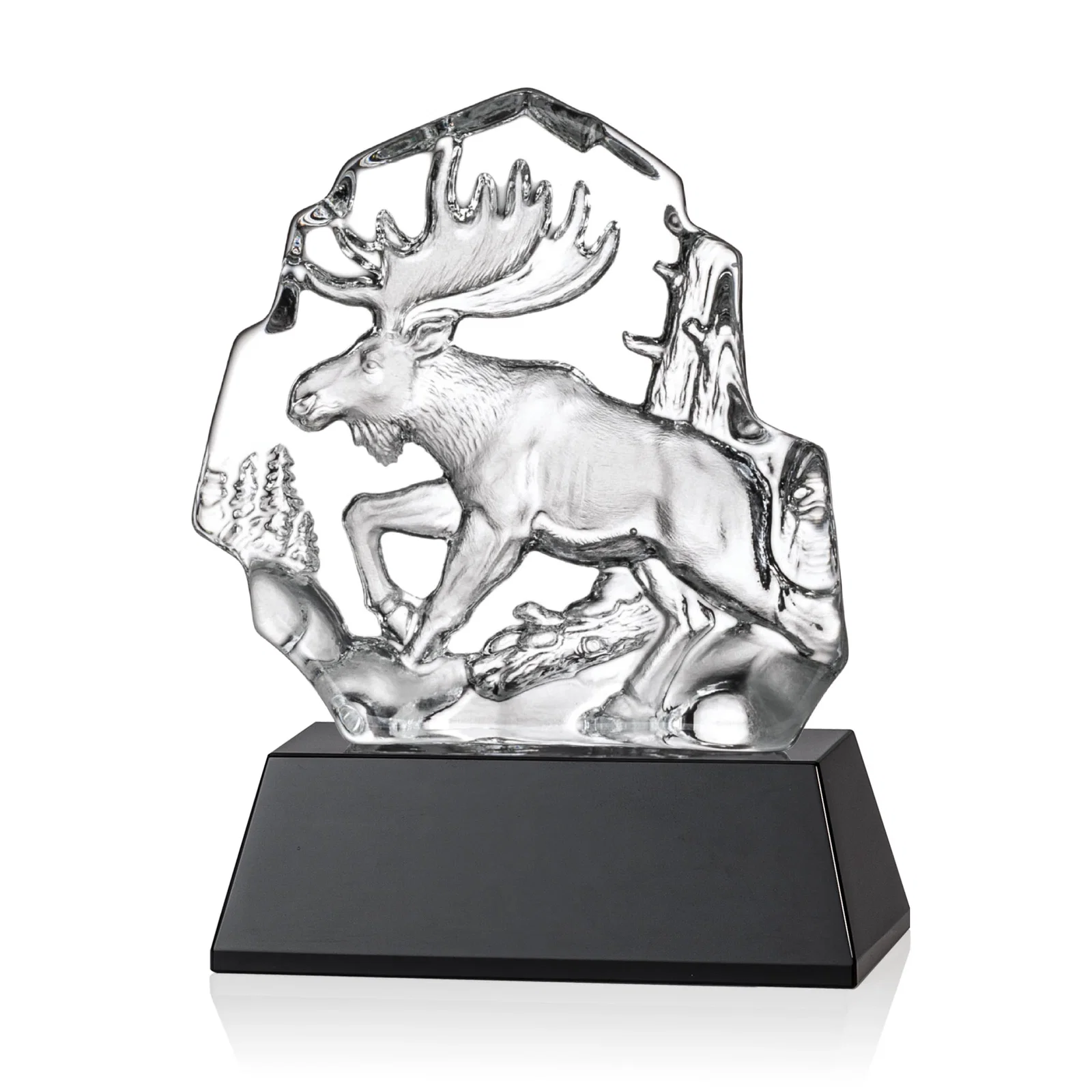 Personalized Optical Crystal Iceberg Award With a Molded Moose, awards for donor appreciation