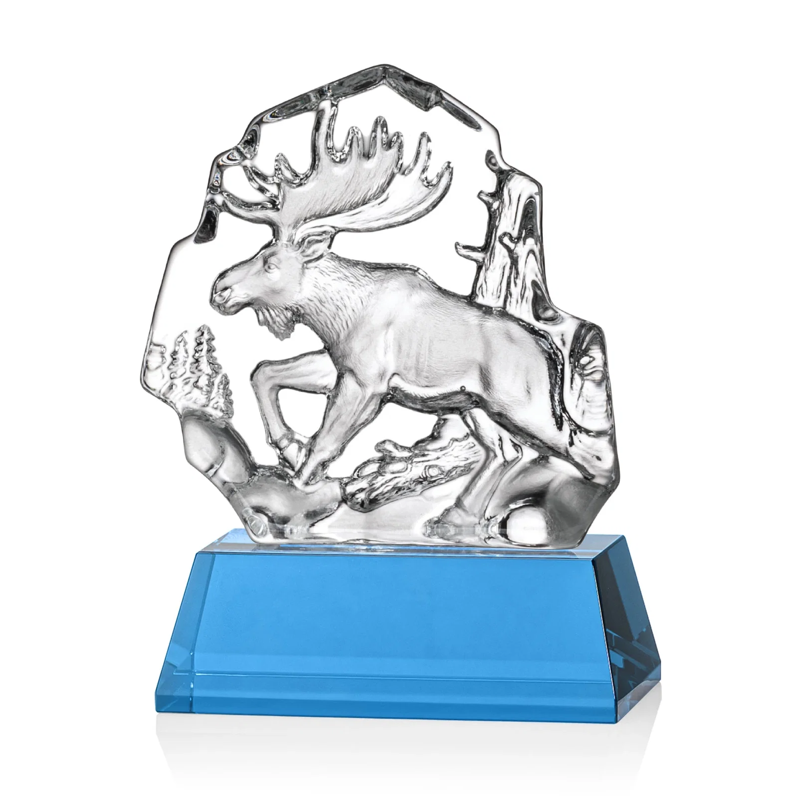 Personalized Optical Crystal Iceberg Award With a Molded Moose, awards for safety achievement programs
