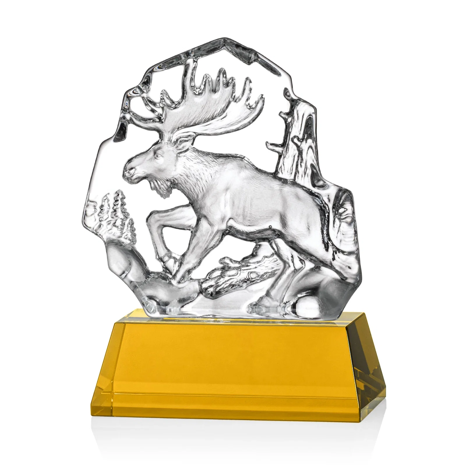 Personalized Optical Crystal Iceberg Award With a Molded Moose, awards for dealer and partner awards