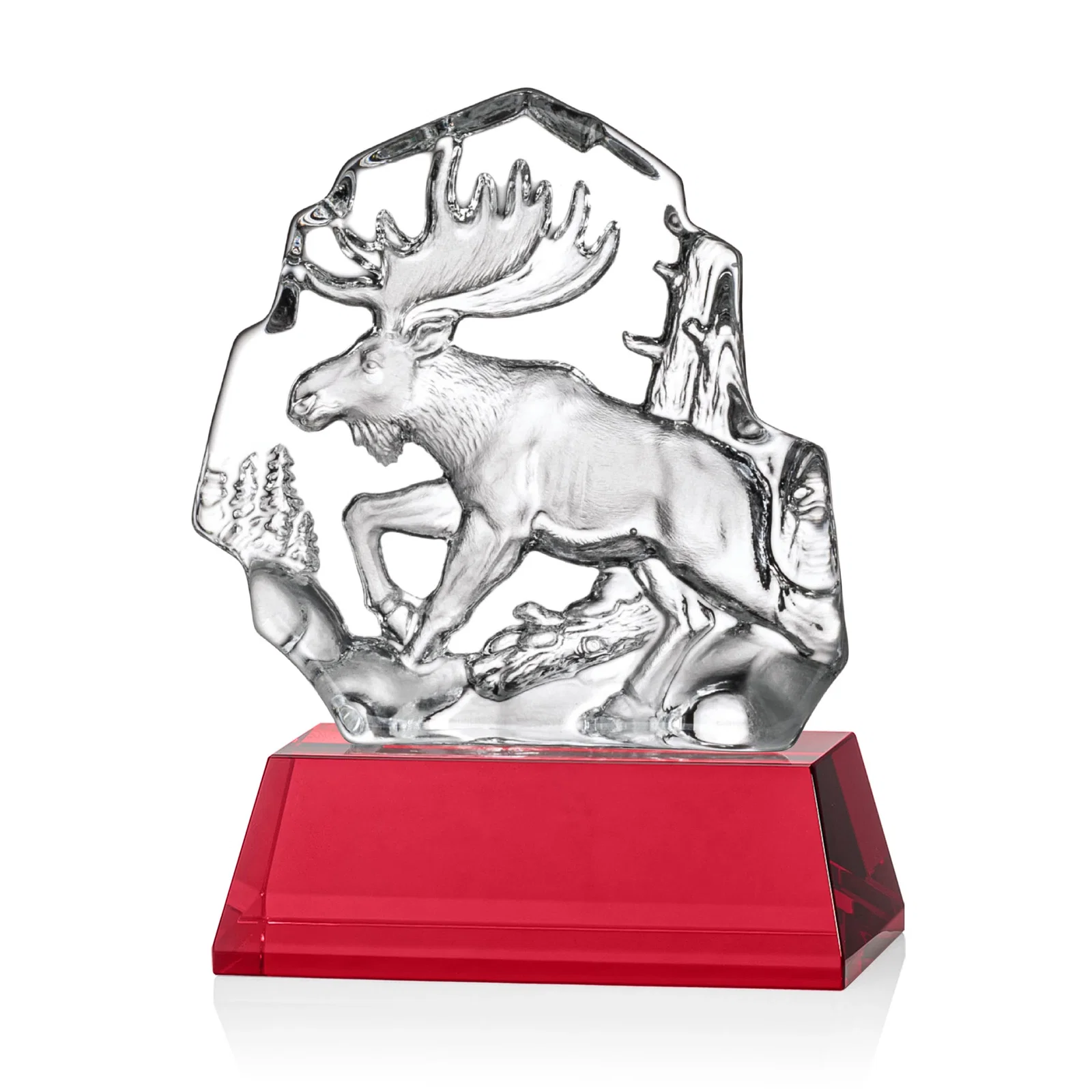 Personalized Optical Crystal Iceberg Award With a Molded Moose, awards for company anniversary events