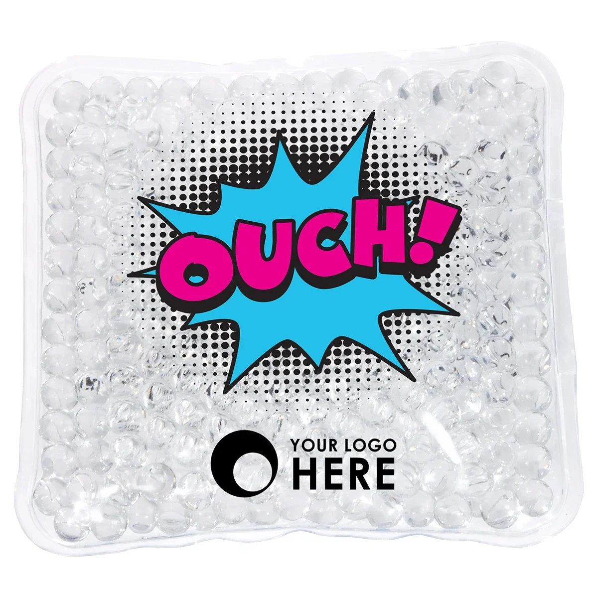 Square Aqua Pearls hot/cold gel pack with vivid full-color digital print