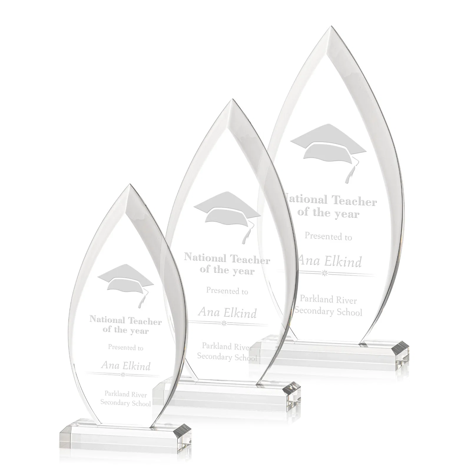 Custom Acrylic Flame Award, Single Molded Block With Sweeping Bevels for employee recognition