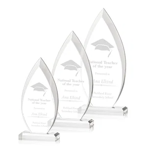 Acrylic Flame Award, Single Molded Block With Sweeping Bevels