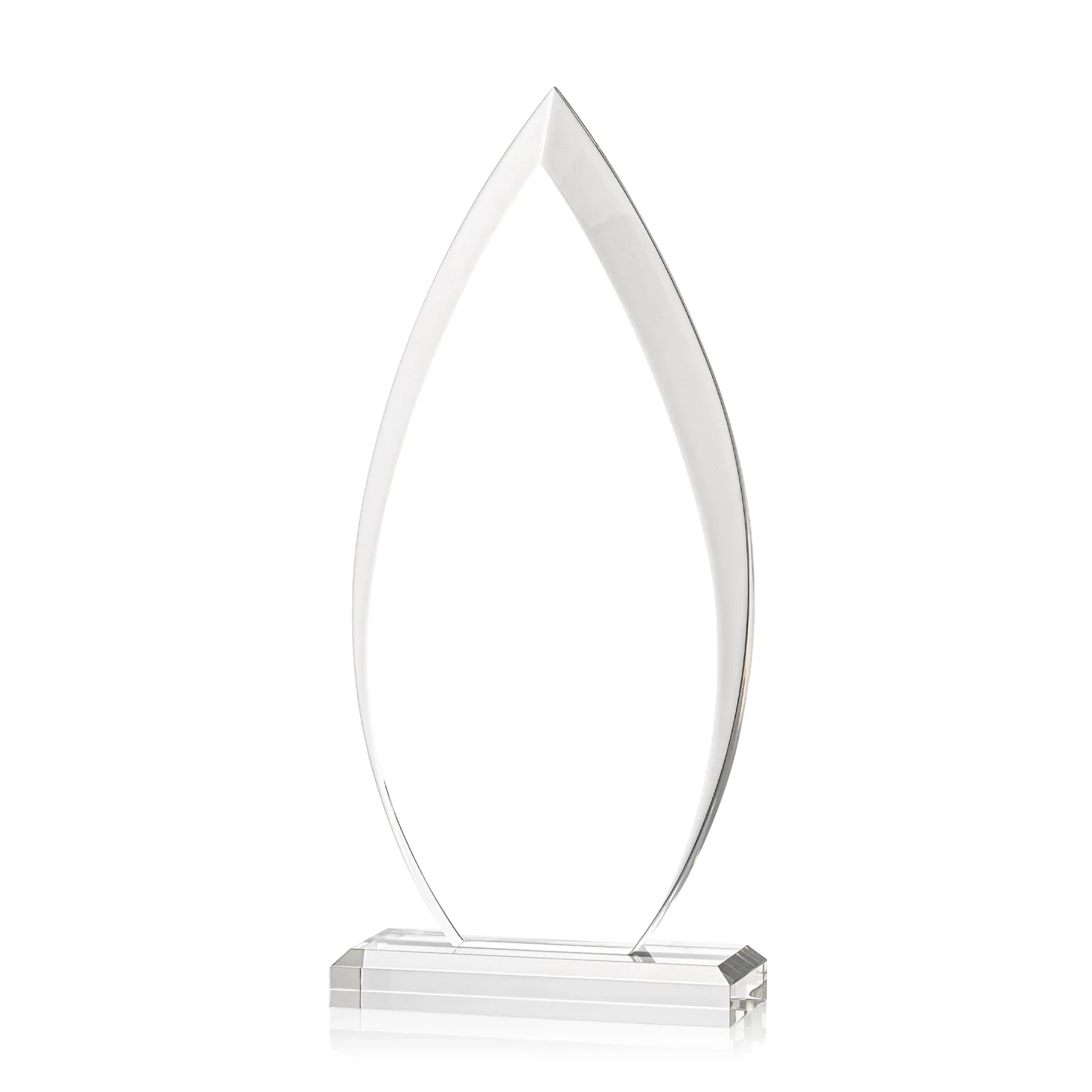 Custom Acrylic Flame Award, Single Molded Block With Sweeping Bevels for volunteer appreciation