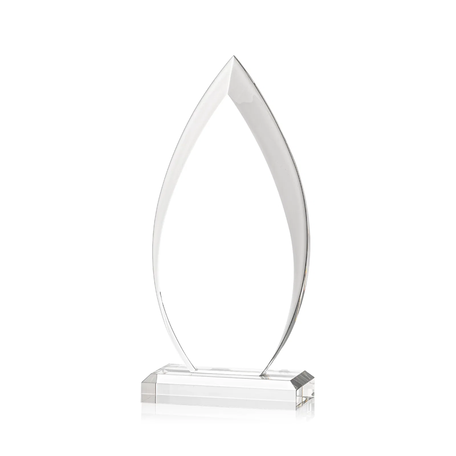 Custom Acrylic Flame Award, Single Molded Block With Sweeping Bevels for dealer and partner awards