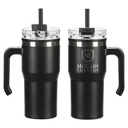 Outback custom stainless straw mug full front view of the tumbler
