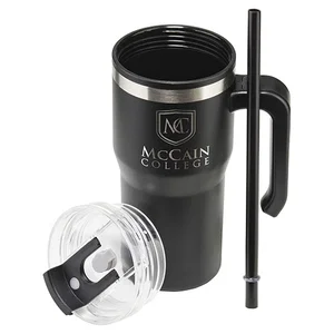 Outback 20 oz Stainless Steel/Polypropylene Mug with Lid and Straw