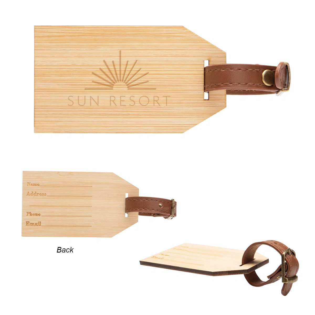 Blank back face of the rectangular wooden tag