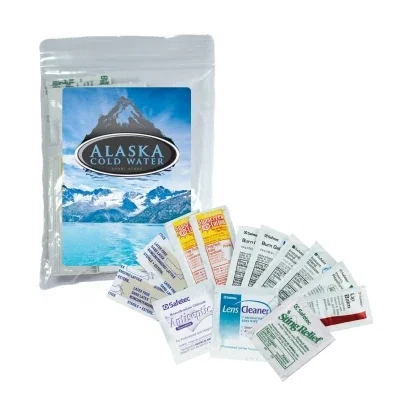 Clear zip bag holding outdoor essentials for travel