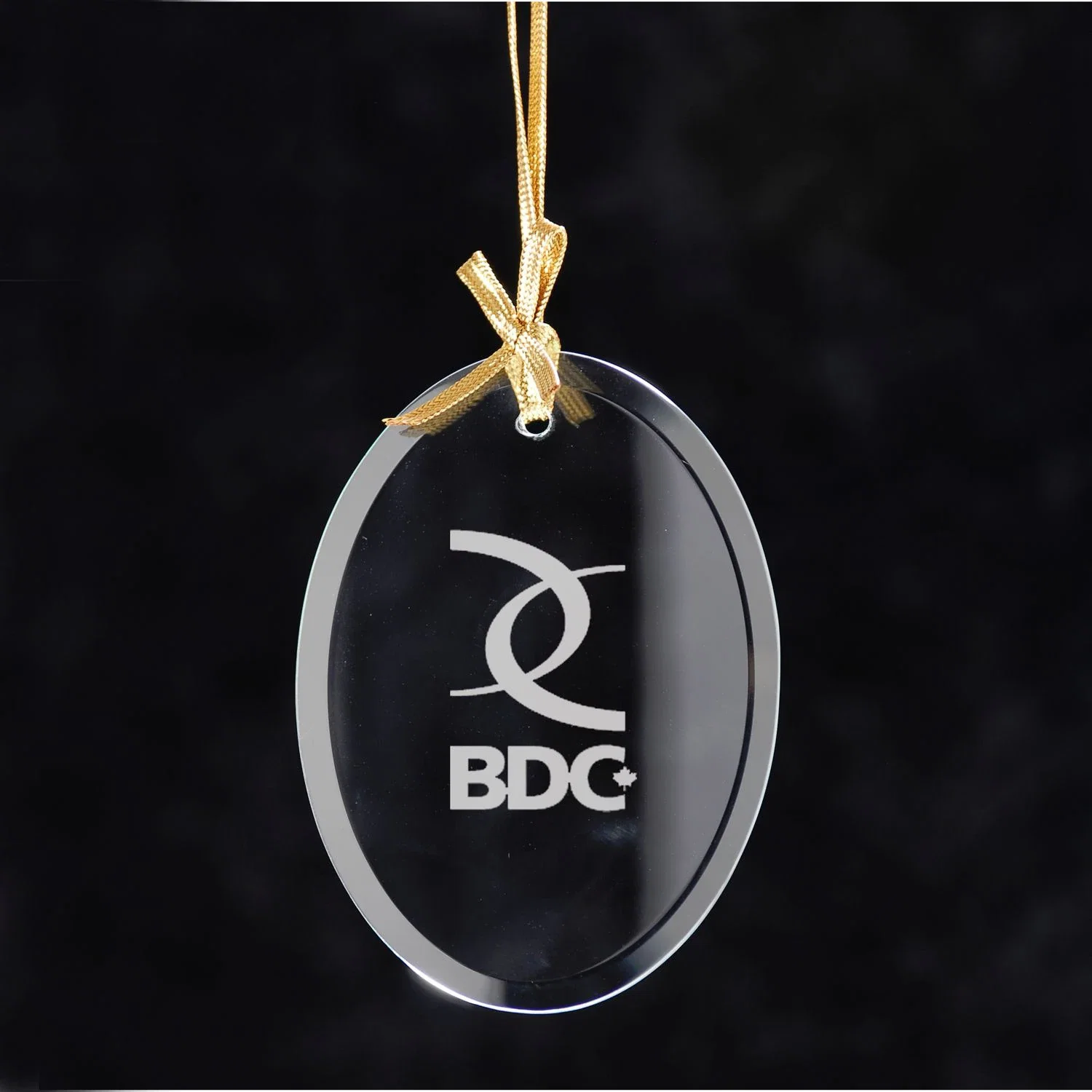 Imprinted Oval Jade Glass Ornament — Clear — view 2