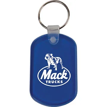 Oval soft PVC key tag with split key ring, flexible promotional keychain