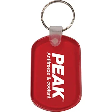 Oval soft PVC key tag in alternate color, promotional split-ring keychain