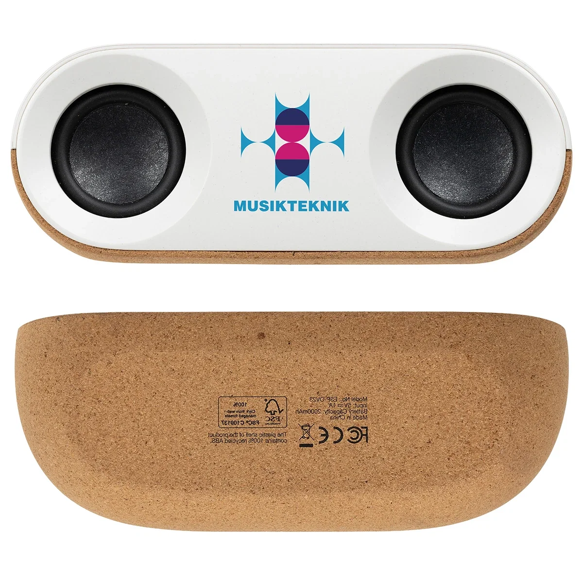 Promotional Ovation 10W cork speaker, top controls detail
