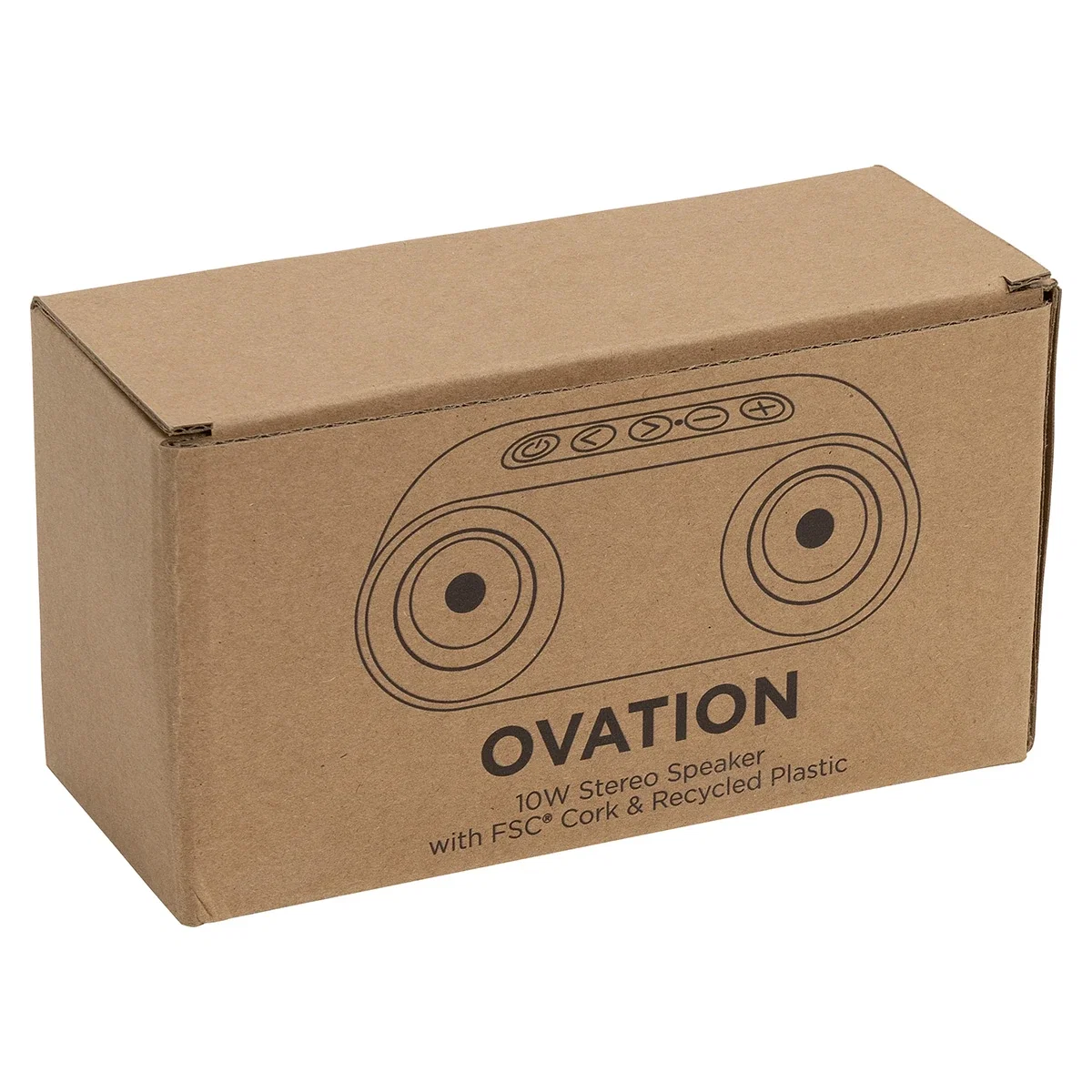 Ovation 10W Bluetooth speaker with FSC-certified cork and recycled ABS casing and silicone top controls