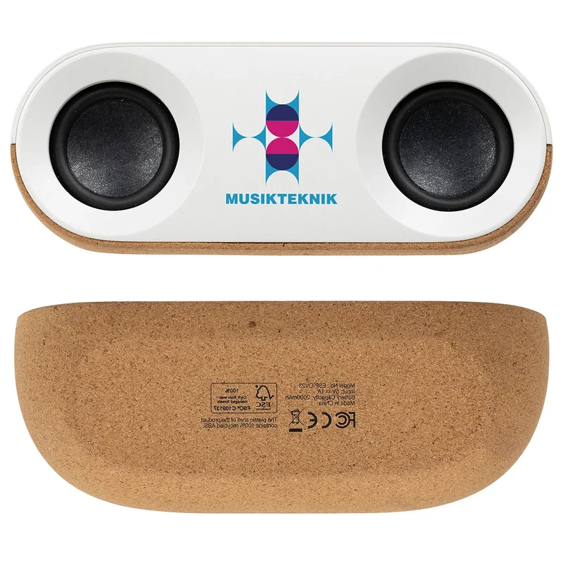 Promotional Ovation 10W cork speaker, top controls detail