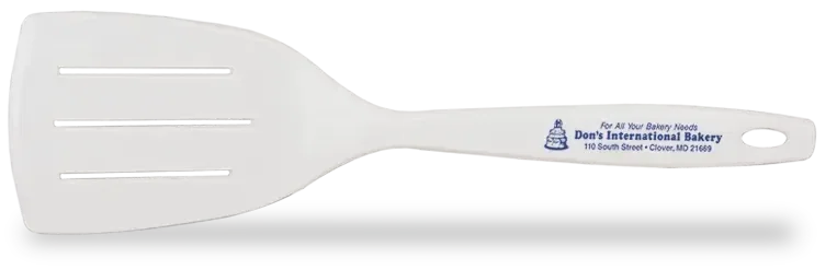 Over-Easy Cooking Spatula. One-piece nylon turner spatula for non-stick cookware and restaurants