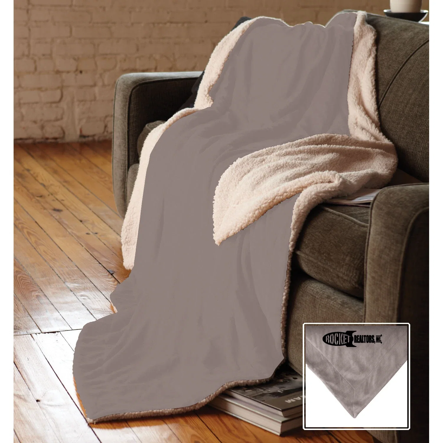 Oversized Micro Mink Sherpa Blanket — Gray — view 2