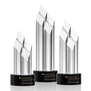 Clear and Black Optical Crystal Four-Tower Award
