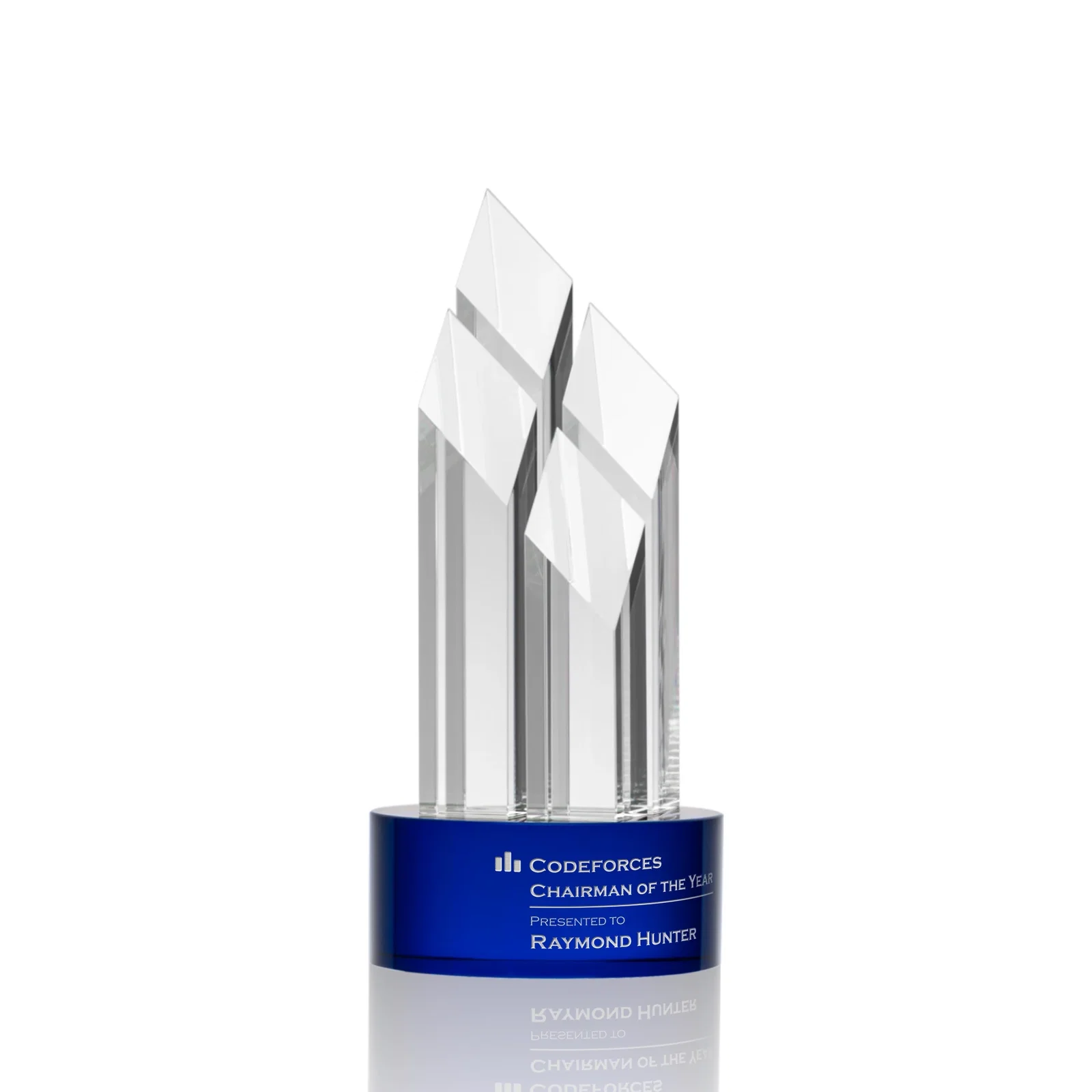 Personalized Clear and Black Optical Crystal Four-Tower Award for corporate award ceremonies