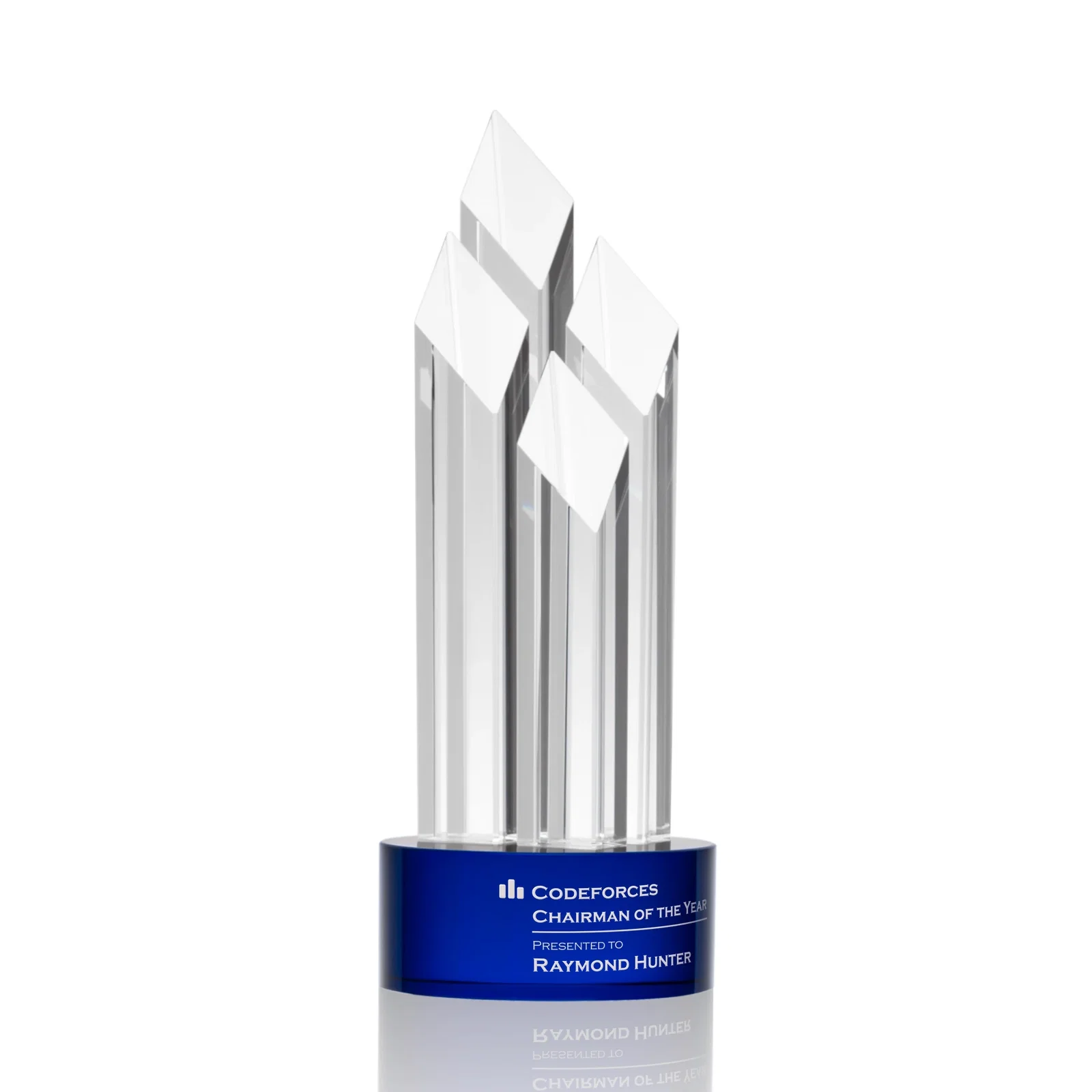 Personalized Clear and Black Optical Crystal Four-Tower Award for service anniversary gifts