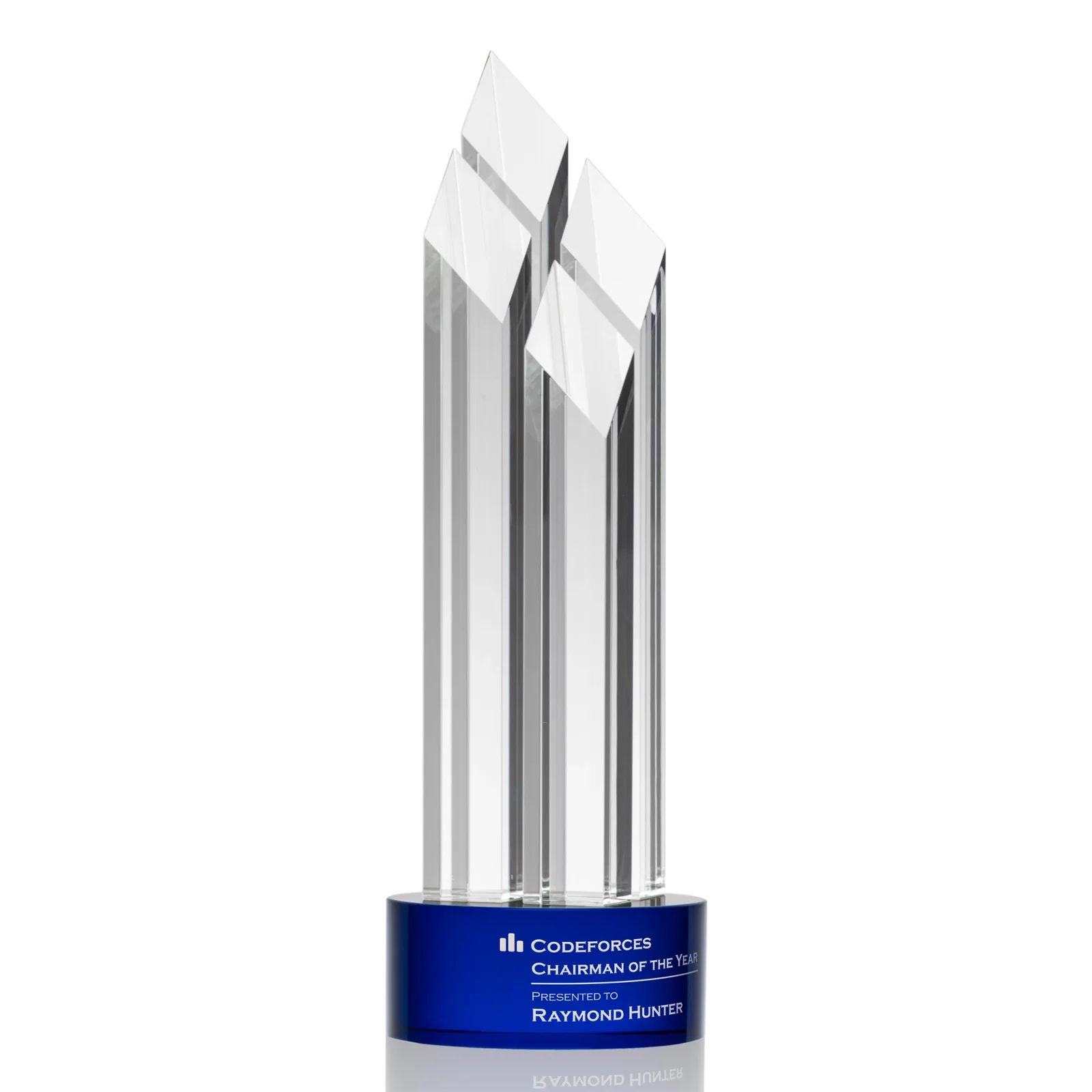 Personalized Clear and Black Optical Crystal Four-Tower Award for sales achievement awards