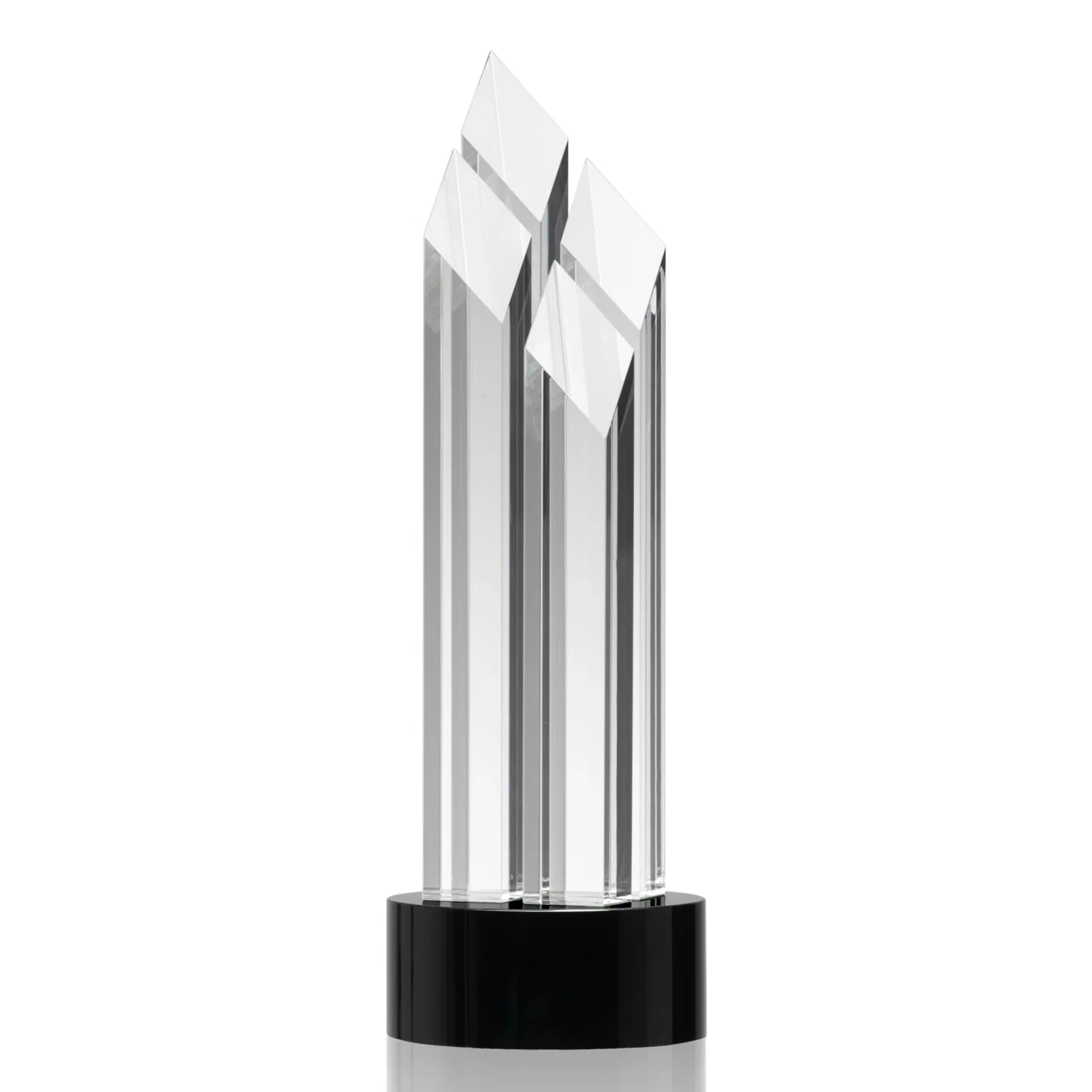 Personalized Clear and Black Optical Crystal Four-Tower Award for donor appreciation