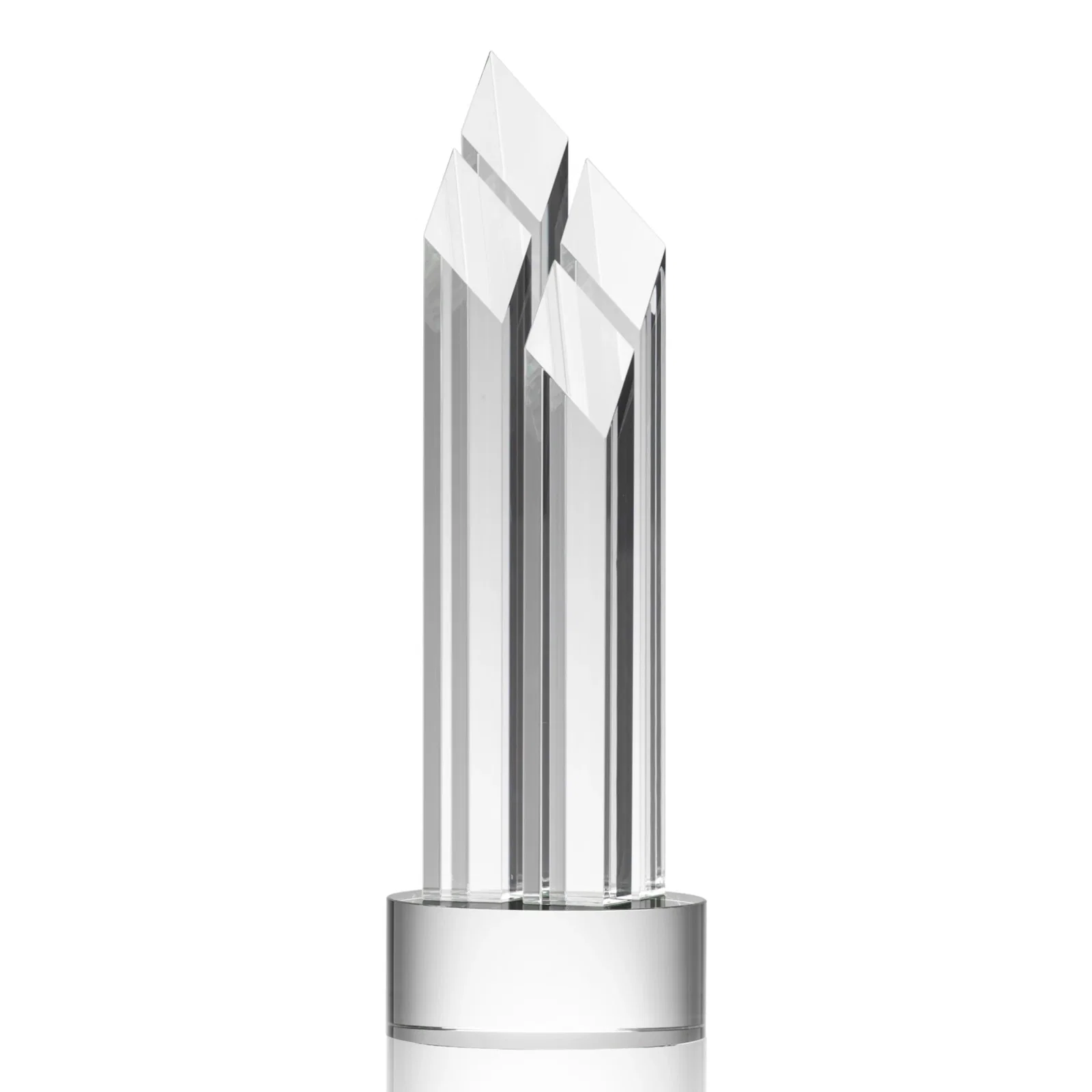 Personalized Clear and Black Optical Crystal Four-Tower Award for volunteer appreciation