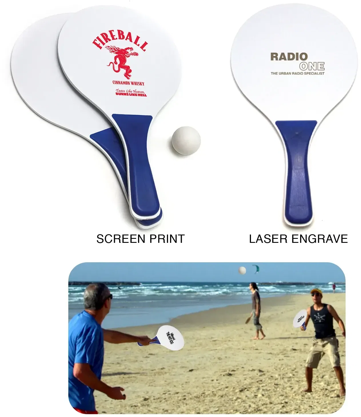 Logo Paddle Ball Set in use
